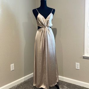 Champagne Satin Cutout Maxi